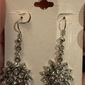 Dazzling Silver Snowflake Drop Earrings
